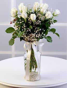 Amfora Camda 15 Adet Beyaz Gül  çiçek gönder