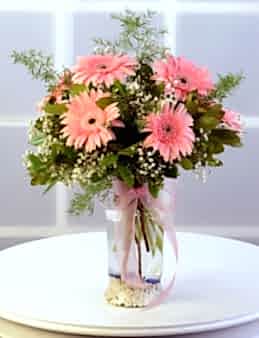 Cam Vazoda Pembe Gerberalar Aranjmanlar çiçek gönder