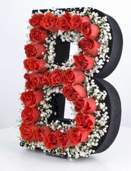 Kişiye Özel Kırmızı Güllerden Baş Harf  çiçek gönder
