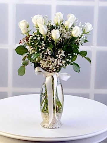 Amfora Camda 11 Beyaz Gül Aranjmanlar çiçek gönder