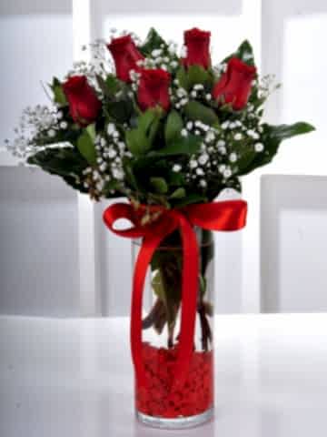 Gün Batımı 5 Kırmızı Gül Çiçek Arajmanı Aranjmanlar çiçek gönder