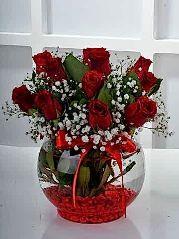 Aşk Küresi 11 Kırmızı Gül Aranjmanlar çiçek gönder